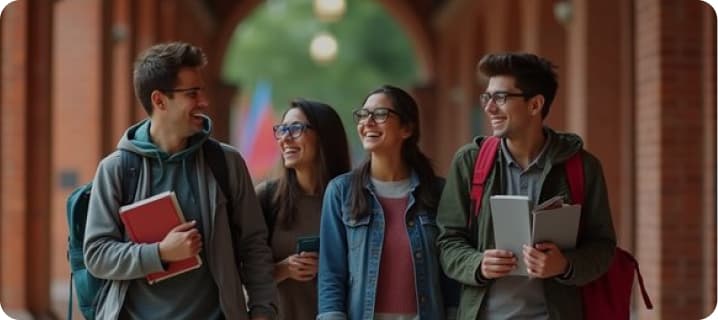 Students walking through university campus